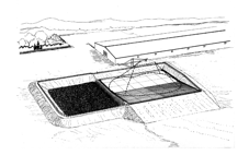 Plate-forme à fumier solide avec talus en sol compacté et purot - Feuillet technique 20726