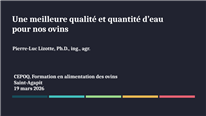 Une meilleure qualité et quantité d'eau pour nos ovins