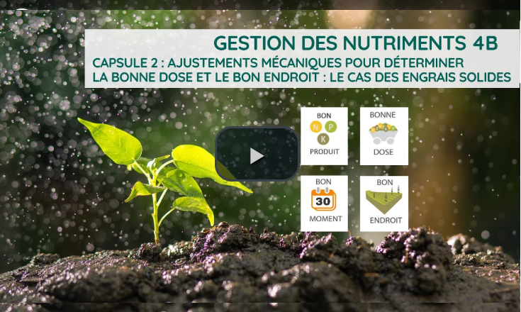 Gestion des nutriments 4B - Capsule 2 : Ajustements mécaniques pour déterminer la bonne dose et le bon endroit : le cas des engrais solides
